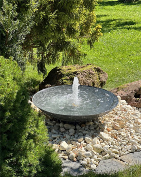 Wasserschale 80 mit Fontäne anthrazit grau Gartenbrunnen Springbrunnen Komplettset