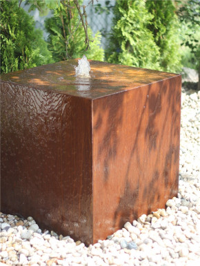 Cortenstahl Würfel 60cm Edelrost Gartenbrunnen Springbrunnen Komplettset