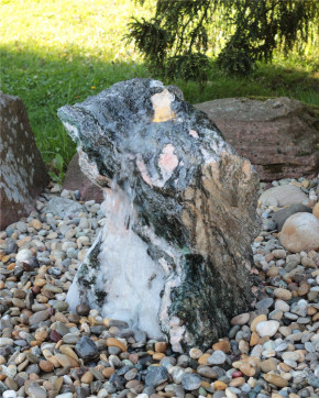 Quellstein Marmor Artik green 60cm Naturstein Gartenbrunnen Springbrunnen Set