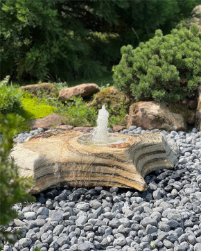 Quellstein Amazonas flach L135cm mit Quellschale und Fontäne Gartenbrunnen Springbrunnen