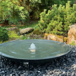 Wasserschale 150 mit Fontäne anthrazit grau Stahlbrunnen Springbrunnen Komplettset