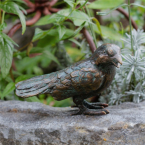 NEU! Bronzefigur Vogel stehend 12cm Bronze Gartenfigur Rottenecker