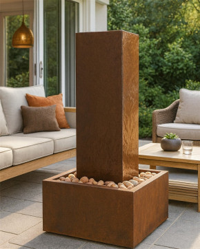 Cortenstahl Säule Cordon 130 Edelrost Zimmerbrunnen Springbrunnen