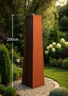 Cortenstahl Säule Konus 200cm Edelrost Gartenbrunnen Springbrunnen Komplettset