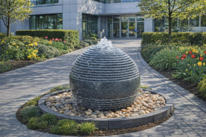Quellstein Kugel Saturn 80 Granit Kugelbrunnen Gartenbrunnen Komplettset