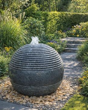 Quellstein Kugel Saturn 80 Granit Kugelbrunnen Gartenbrunnen Komplettset