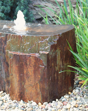 Quellstein Schiefer L80cm mit Quellschale Gartenbrunnen Springbrunnen Komplettset