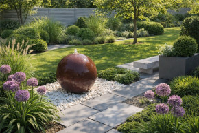 Cortenstahl Kugelbrunnen Kugel 30cm Edelrost Gartenbrunnen Springbrunnen Komplettset