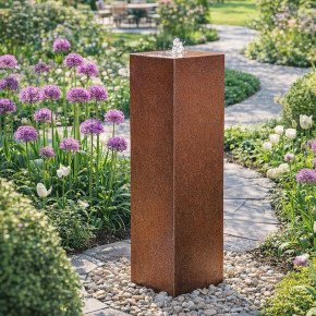 Cortenstahl Säule 150cm Edelrost Gartenbrunnen Springbrunnen Komplettset