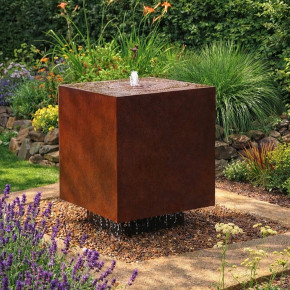 Cortenstahl Würfel 80 Schwebeoptik Gartenbrunnen Springbrunnen Komplettset