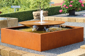 Cortenstahl Wasserschale 120 mit Fontäne Edelrost Springbrunnen Gartenbrunnen Komplettset