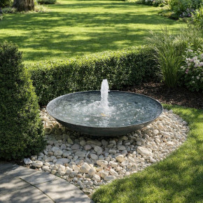 Wasserschale 80 mit Fontäne anthrazit grau Gartenbrunnen Springbrunnen Komplettset