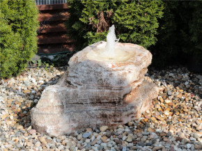 Quellstein Onyx Marmor L120cm mit Quellschale Gartenbrunnen Springbrunnen Komplettset
