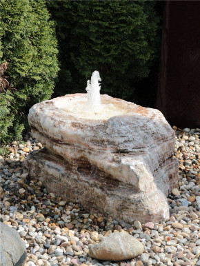 Quellstein Onyx Marmor L120cm mit Quellschale Gartenbrunnen Springbrunnen Komplettset