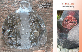 Glaskugel mit Bohrung Ø15cm für Gartenbrunnen Granitbrunnen oder Wasserspiel