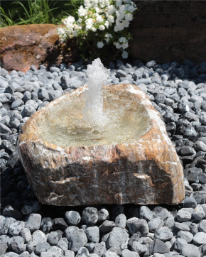 Quellstein Marmor L70cm mit Quellschale Gartenbrunnen Springbrunnen Komplettset