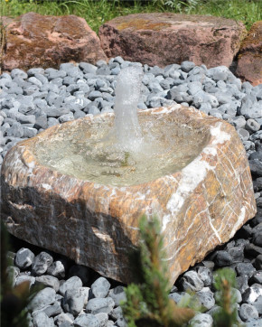 Quellstein Marmor L70cm mit Quellschale Gartenbrunnen Springbrunnen Komplettset