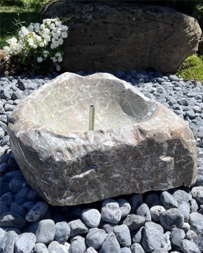 Quellstein Marmor L70cm mit Quellschale Gartenbrunnen Springbrunnen Komplettset