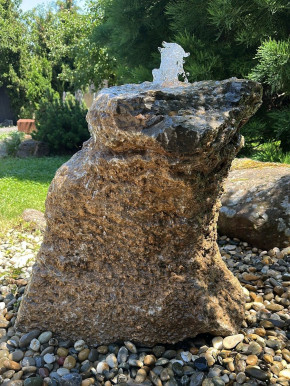 Quellstein Muschelkalk 70cm Naturstein Gartenbrunnen Springbrunnen Komplettset