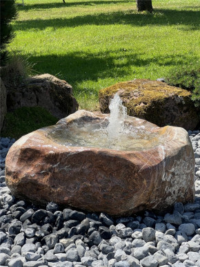 Quellstein Marmor L90cm mit Quellschale Gartenbrunnen Springbrunnen Komplettset