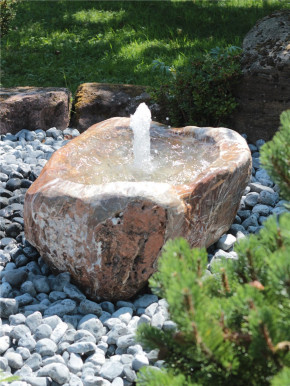 Quellstein Marmor L90cm mit Quellschale Gartenbrunnen Springbrunnen Komplettset