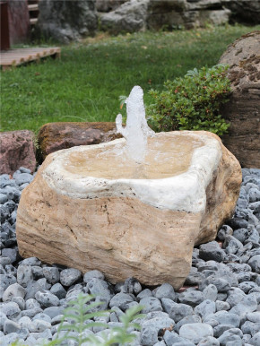 Quellstein Marmor L85cm mit Quellschale Gartenbrunnen Springbrunnen Komplettset
