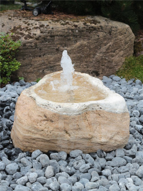 Quellstein Marmor L85cm mit Quellschale Gartenbrunnen Springbrunnen Komplettset