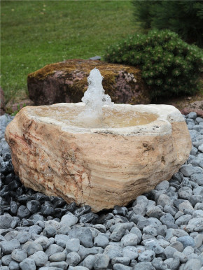 Quellstein Marmor L85cm mit Quellschale Gartenbrunnen Springbrunnen Komplettset