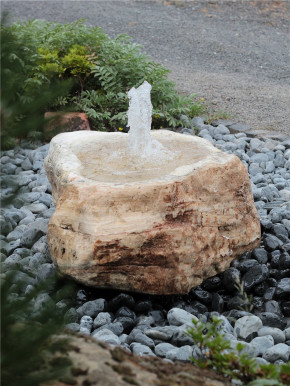 Quellstein Marmor L85cm mit Quellschale Gartenbrunnen Springbrunnen Komplettset