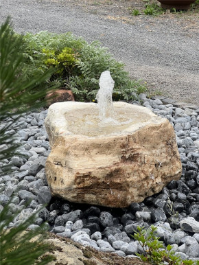 Quellstein Marmor L85cm mit Quellschale Gartenbrunnen Springbrunnen Komplettset
