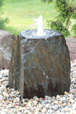 Quellstein Schiefer 55cm mit Quellschale Naturstein Gartenbrunnen Springbrunnen Komplettset