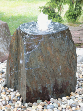 Quellstein Schiefer 55cm mit Quellschale Naturstein Gartenbrunnen Springbrunnen Komplettset