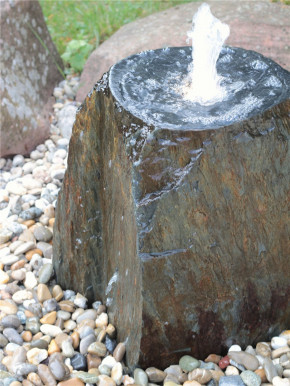 Quellstein Schiefer 55cm mit Quellschale Naturstein Gartenbrunnen Springbrunnen Komplettset