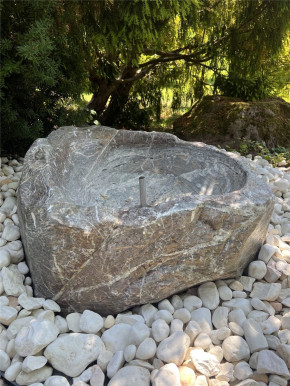 Quellstein Marmor L70cm mit Quellschale Gartenbrunnen Springbrunnen Komplettset