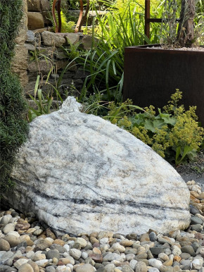 Quellstein Zebra Marmor weiß L80cm Naturstein Gartenbrunnen Springbrunnen Komplettset
