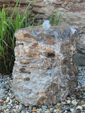 Quellstein Muschelkalk 60cm Naturstein Gartenbrunnen Springbrunnen Komplettset