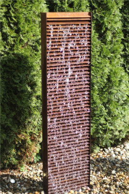 Cortenstahl Wasserwand Lamelle 150cm Edelrost Gartenbrunnen Komplettset