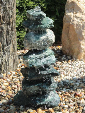 Quellstein Kaskaden 66cm Marmor Steinturm Gartenbrunnen Springbrunnen Komplettset