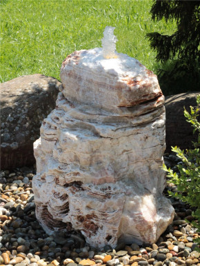 Quellstein Monolith Onyx Marmor 70cm Gartenbrunnen Springbrunnen Komplettset