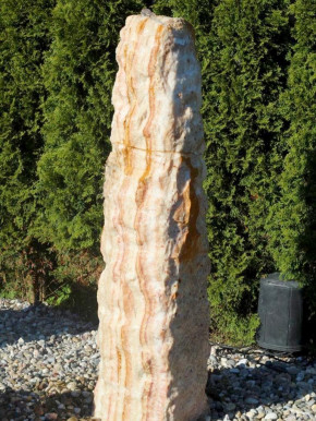 Quellstein Monolith 142cm Onyx Marmor Gartenbrunnen Springbrunnen Komplettset